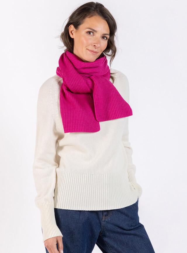 MAISON SOLFIN - Echarpe en laine mérinos rose framboise