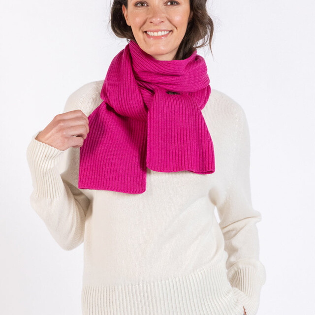 Maison Solfin - Echarpe en laine mérinos rose framboise – U