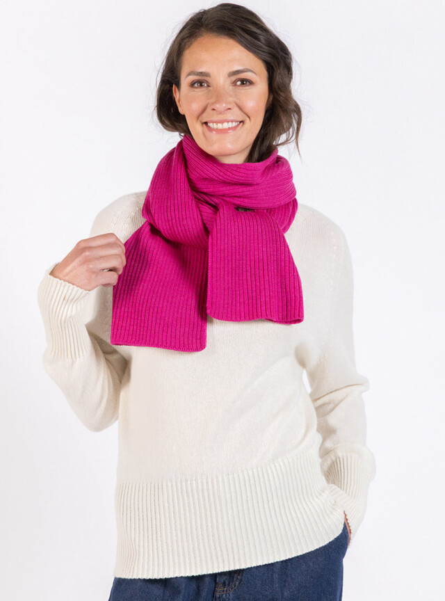 Maison Solfin - Echarpe en laine mérinos rose framboise – U