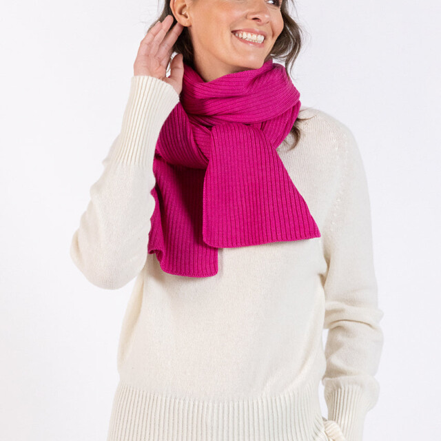 Maison Solfin - Echarpe en laine mérinos rose framboise – U