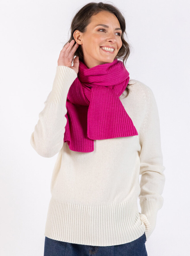 Maison Solfin - Echarpe en laine mérinos rose framboise – U