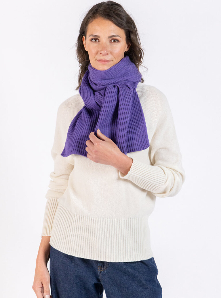 7802 VIF 1 Maison Solfin - Écharpe en laine mérinos violet foncé – U