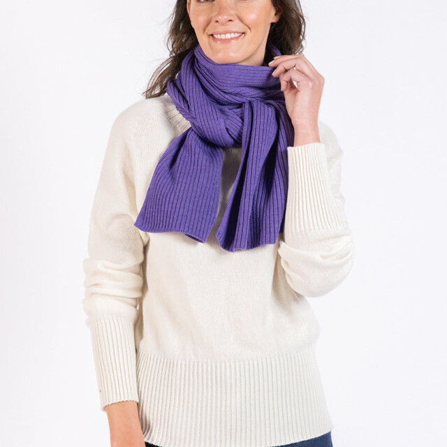 Maison Solfin - Echarpe en laine mérinos violet foncé – U