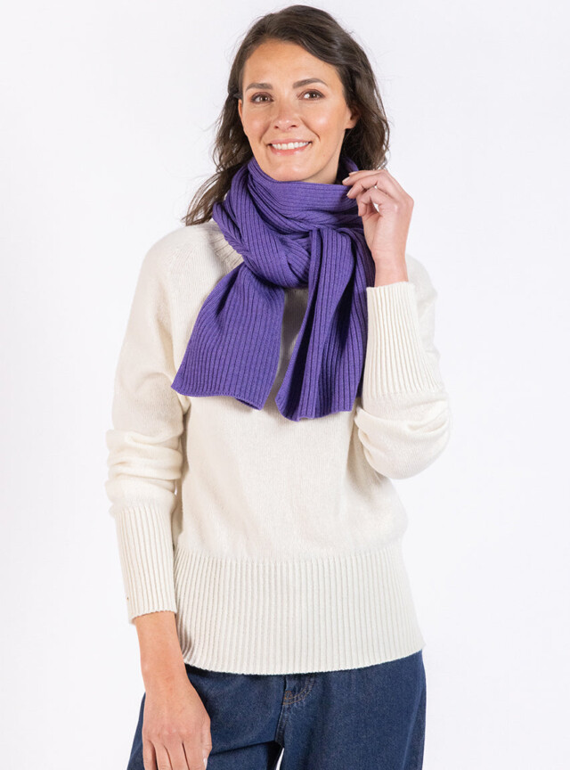 Maison Solfin - Echarpe en laine mérinos violet foncé – U