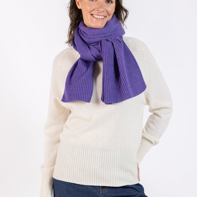 Maison Solfin - Echarpe en laine mérinos violet foncé – U