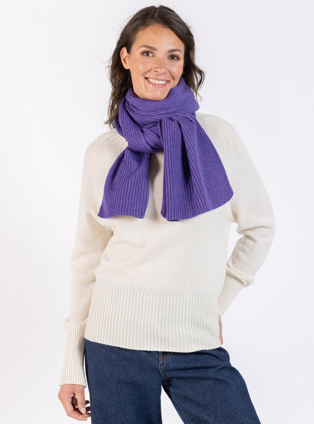 Maison Solfin - Echarpe en laine mérinos violet foncé – U
