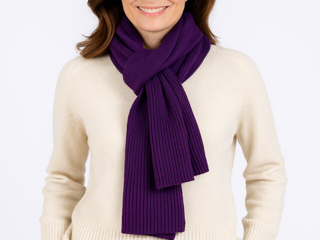 Maison Solfin - Echarpe en laine mérinos violet nuit – U