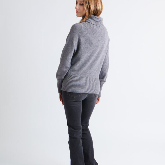 Maison Solfin - Pull femme col roulé cachemire gris – 4