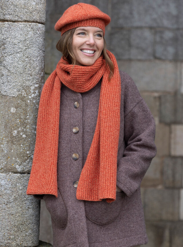 MAISON SOLFIN - Écharpe femme en laine recyclée orange