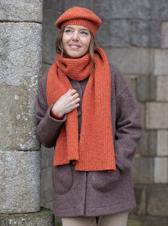 Maison Solfin - Écharpe femme en laine recyclée orange – U