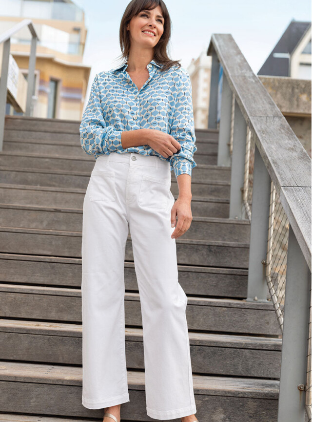 Maison Solfin - Pantalon femme 7/8ème blanc – 50