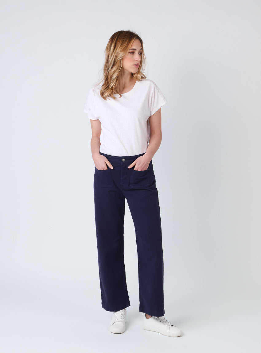7808 marine 1 Maison Solfin - Pantalon femme 7/8ème bleu marine – 46