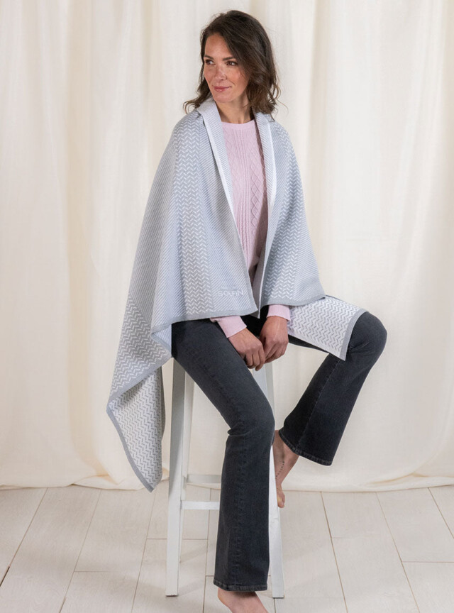 Maison Solfin - Plaid jacquard en laine mérinos gris – U