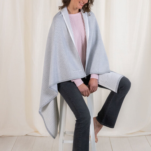 Maison Solfin - Plaid jacquard en laine mérinos gris – U