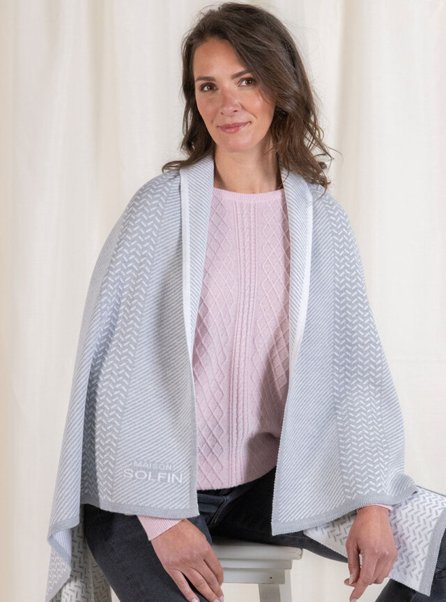 Maison Solfin - Plaid jacquard en laine mérinos gris – U