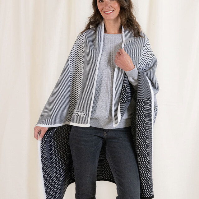 Maison Solfin - Plaid jacquard en laine mérinos noir – U