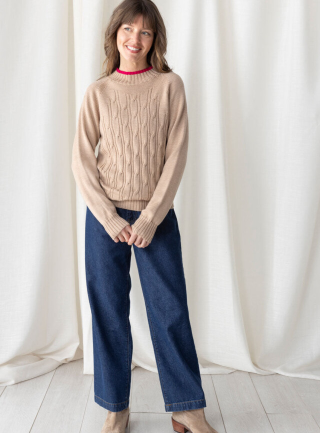Maison Solfin - Pantalon femme 7/8ème en coton bleu – 50