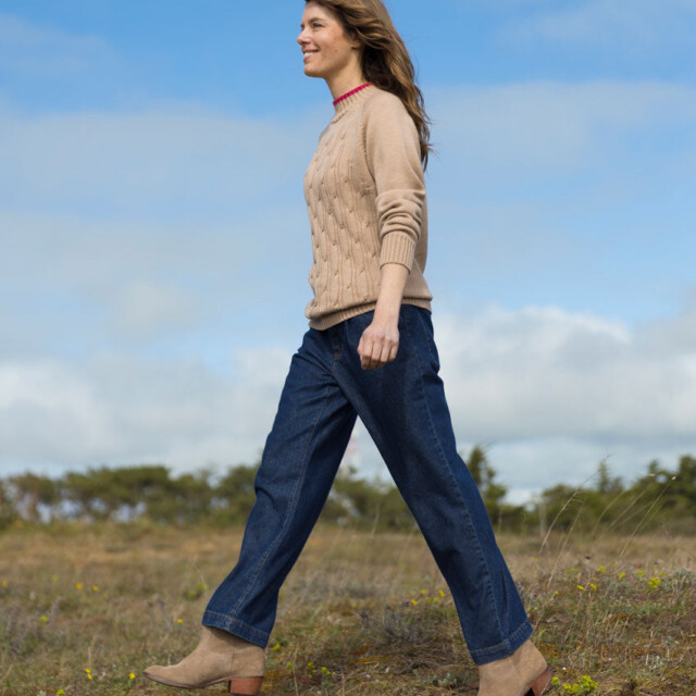 Maison Solfin - Pantalon femme 7/8ème en coton bleu – 50