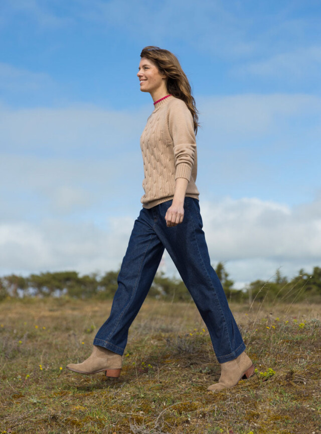 Maison Solfin - Pantalon femme 7/8ème en coton bleu – 50