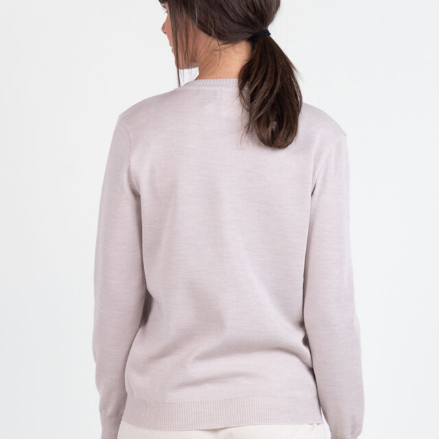 Maison Solfin - Pull femme col V en laine beige naturel – 48