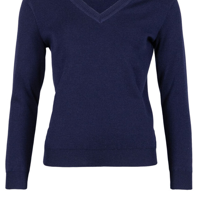 Maison Solfin - Pull femme col V en laine bleu marine – 48