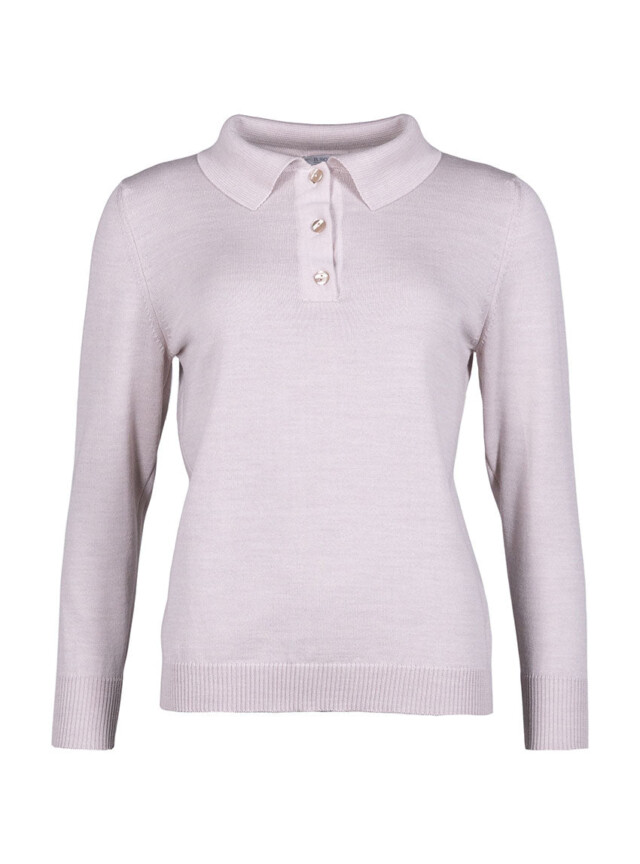Maison Solfin - Pull femme col polo en laine beige naturel – 50