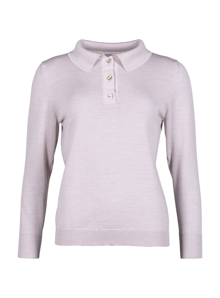 Maison Solfin - Pull femme col polo en laine beige naturel – 50