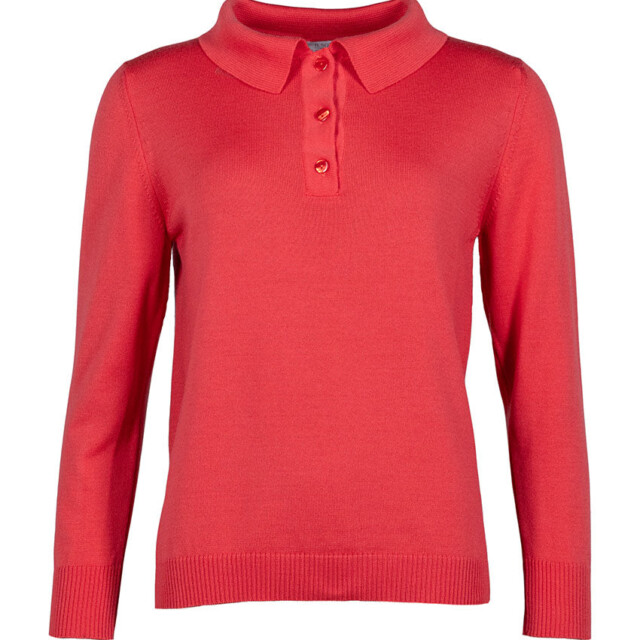 Maison Solfin - Pull femme col polo en laine rouge lumineux – 50