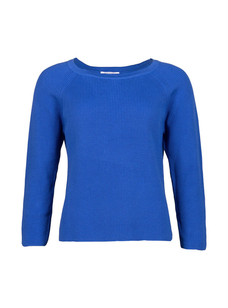 Maison Solfin - Pull femme en maille perlée coton bleu atlantique – 4