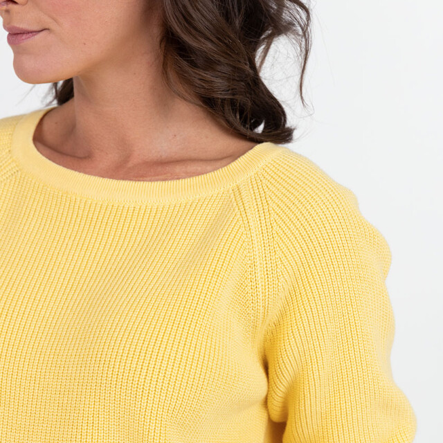 Maison Solfin - Pull femme en maille perlée coton jaune citron – 4