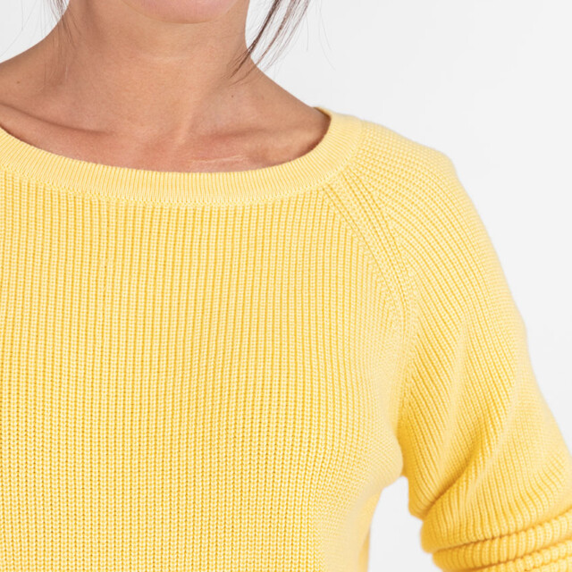 Maison Solfin - Pull femme en maille perlée coton jaune citron – 4
