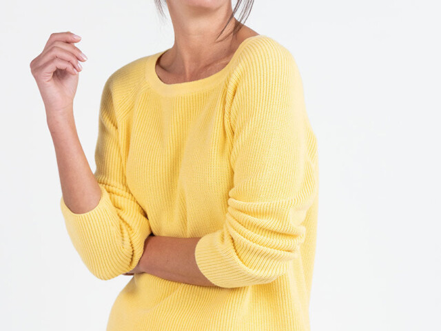 7837 JCI 6 pull femme coton jaune citron Maison Solfin - Pull femme en maille perlée coton jaune citron – 4