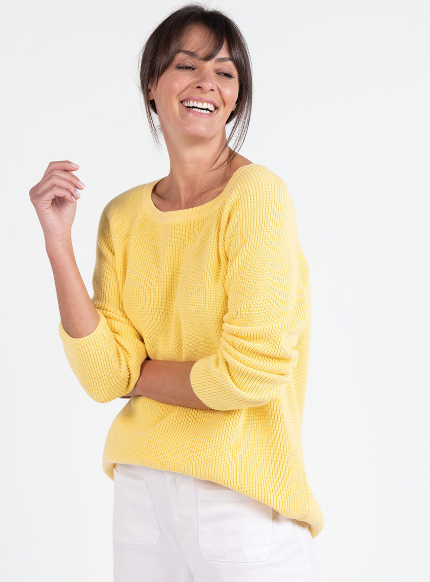 7837 JCI 6 pull femme coton jaune citron Maison Solfin - Pull femme en maille perlée coton jaune citron – 4
