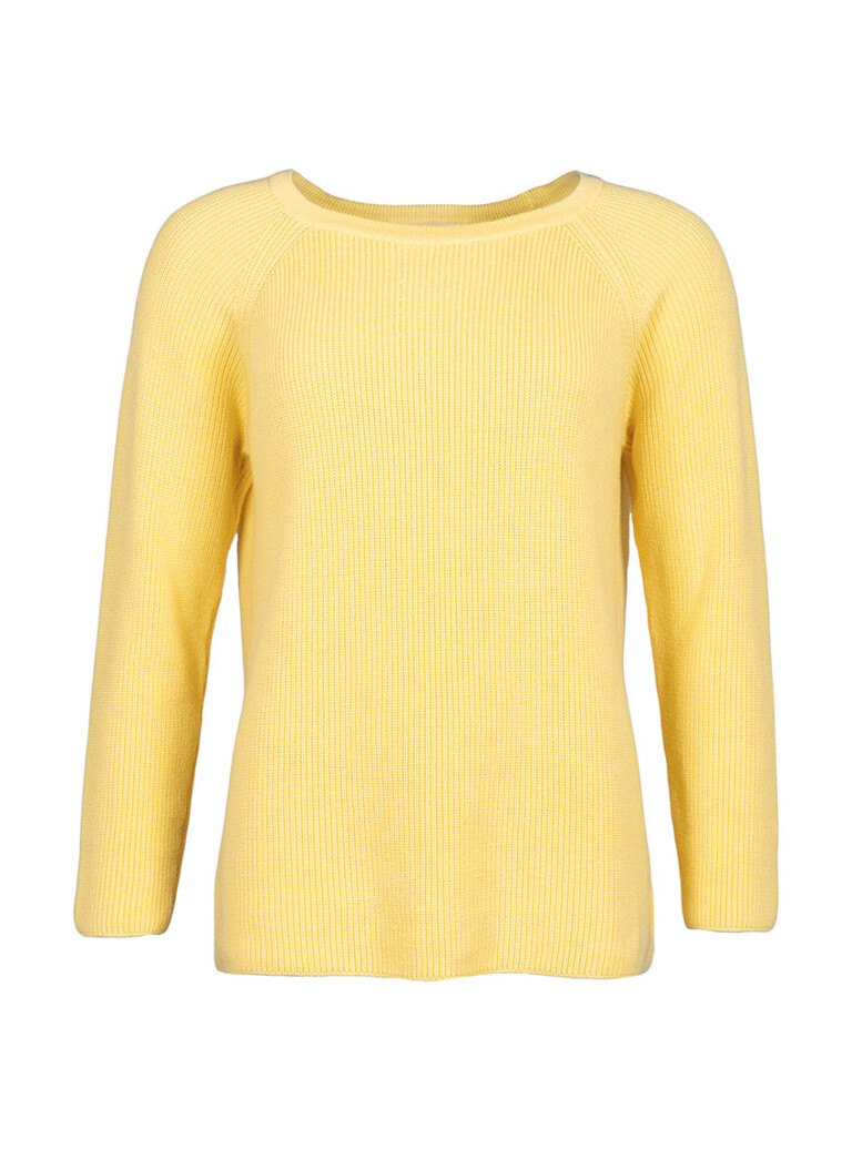 Maison Solfin - Pull femme en maille perlée coton jaune citron – 4