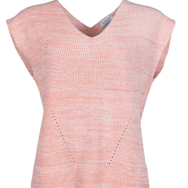 Maison Solfin - Pull femme sans manches maille perlée orange melon – 4