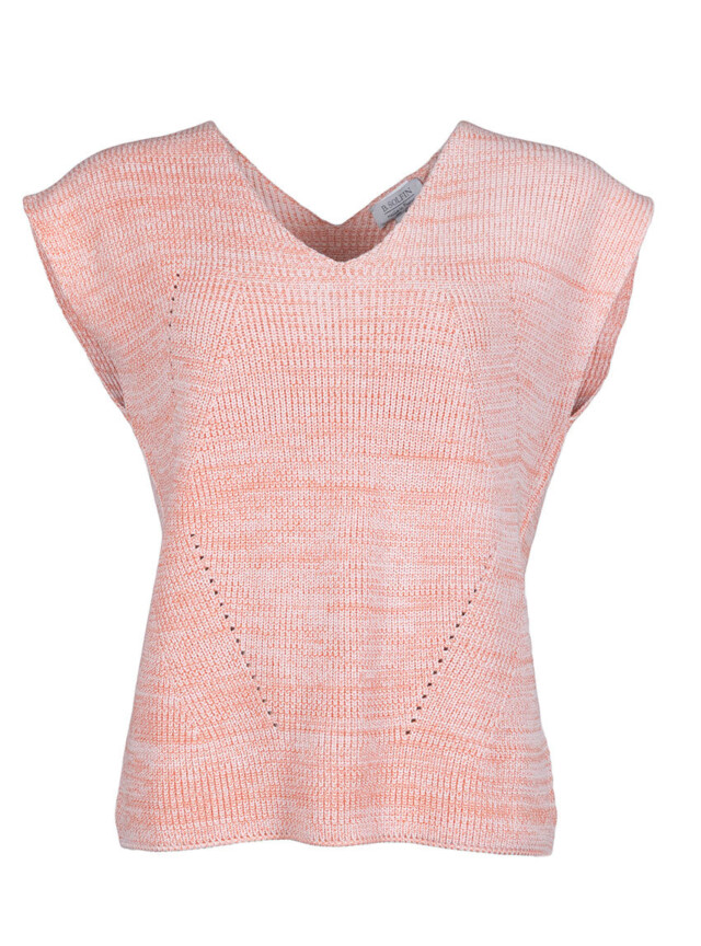 Maison Solfin - Pull femme sans manches maille perlée orange melon – 4