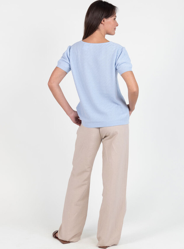 Maison Solfin - Pull femme manches courtes coton bleu azur – 48