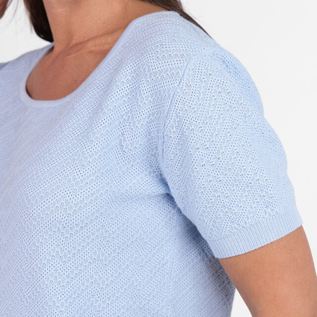 Maison Solfin - Pull femme manches courtes coton bleu azur – 48