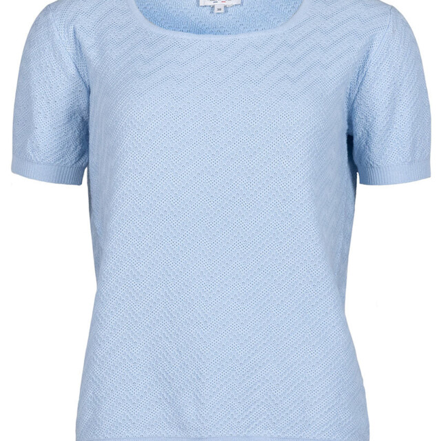 Maison Solfin - Pull femme manches courtes coton bleu azur – 48