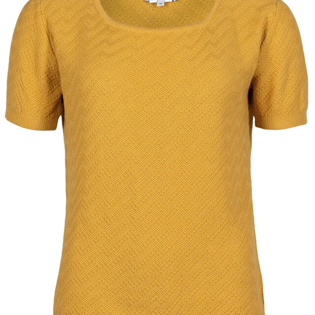Maison Solfin - Pull femme manches courtes coton jaune safran – 48