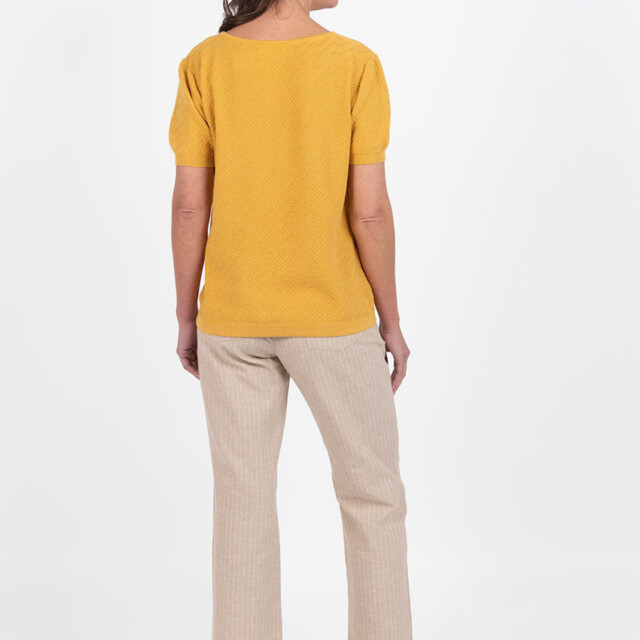 Maison Solfin - Pull femme manches courtes coton jaune safran – 48