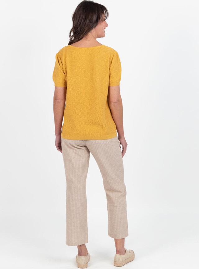 Maison Solfin - Pull femme manches courtes coton jaune safran – 48