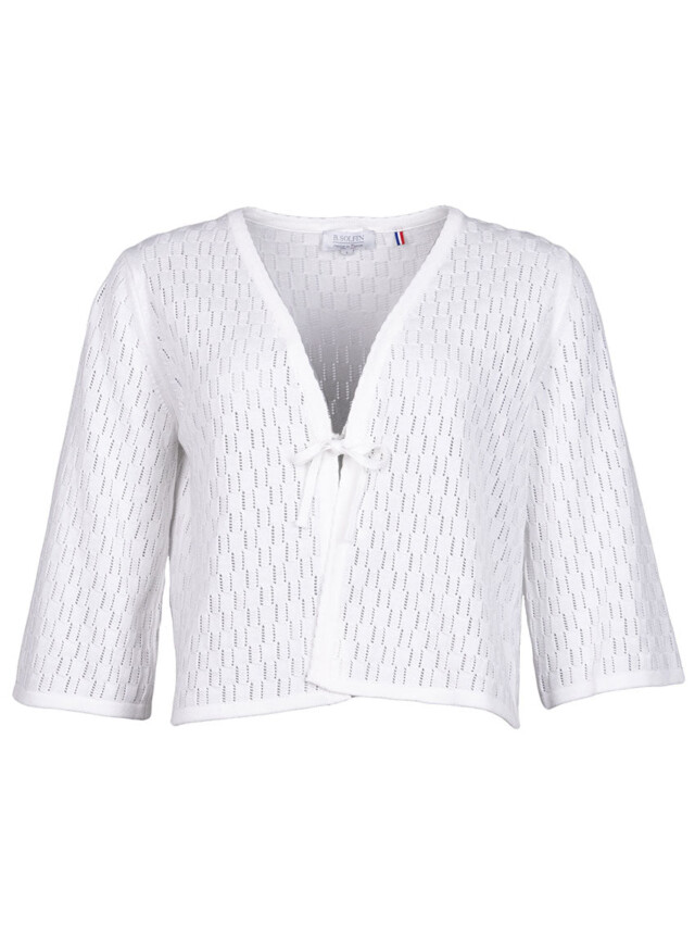 Maison Solfin - Gilet femme ajouré en coton blanc – 2