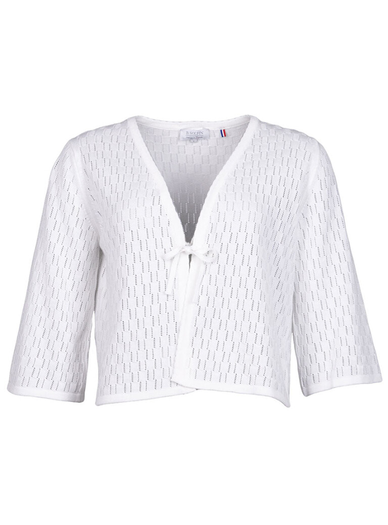 Maison Solfin - Gilet femme ajouré en coton blanc – 1