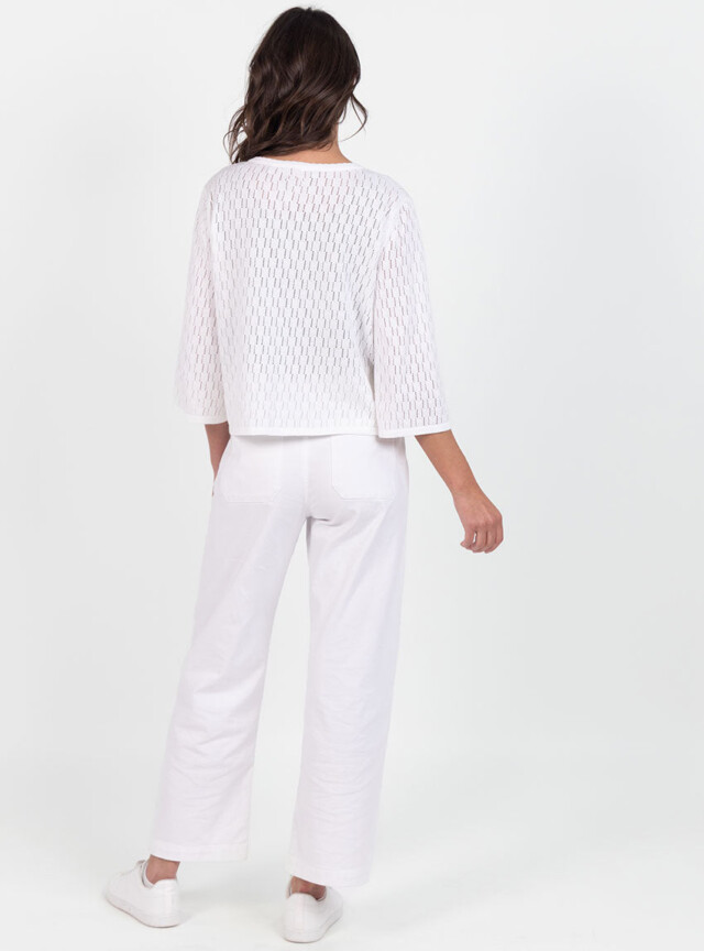 Maison Solfin - Gilet femme ajouré en coton blanc – 2