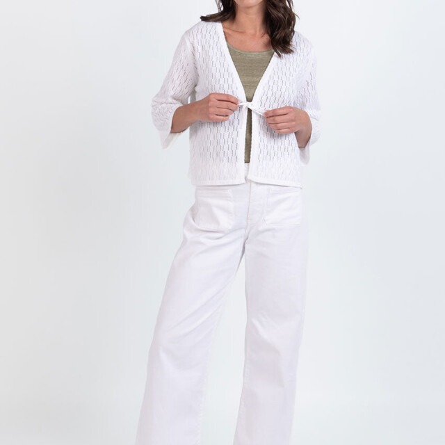 Maison Solfin - Gilet femme ajouré en coton blanc – 2