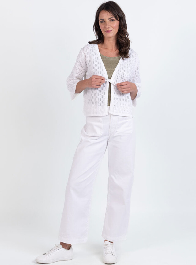 Maison Solfin - Gilet femme ajouré en coton blanc – 2