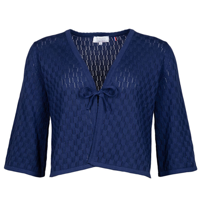 Maison Solfin - Gilet femme ajouré en coton bleu marine – 1