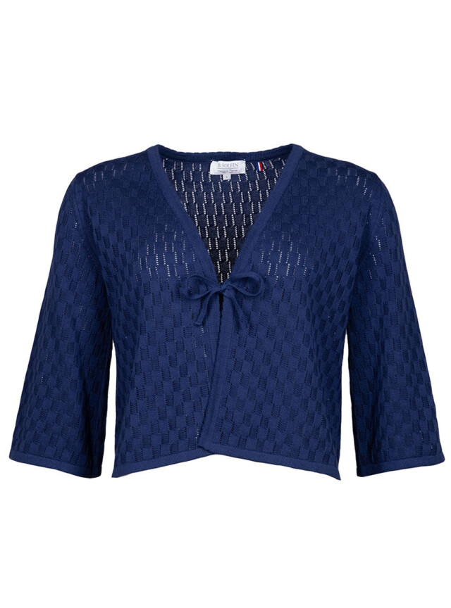 Maison Solfin - Gilet femme ajouré en coton bleu marine – 1