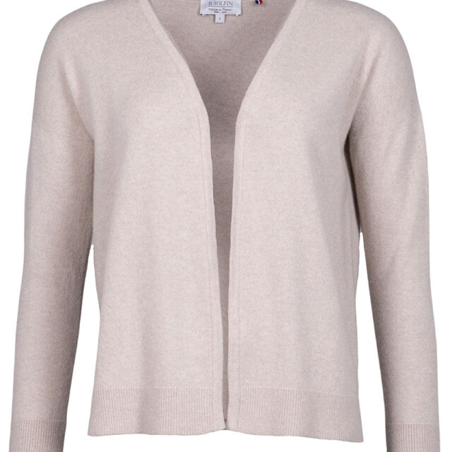 Maison Solfin - Gilet femme bord à bord laine et cachemire beige naturel – 4